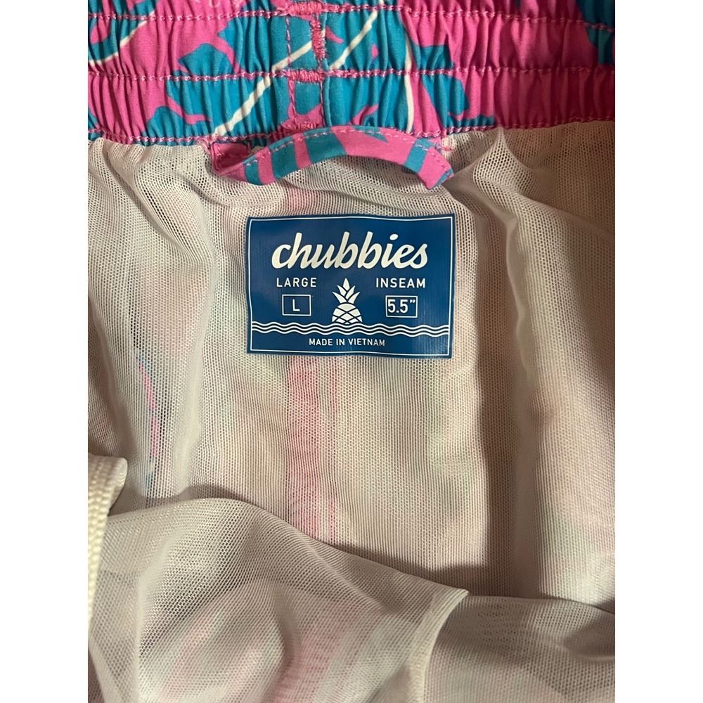 Chubbies Men Tiger Leopard Jungle Ombre Swim Trunks Pink Blue 5.5 Inch Inseam L - Picture 3 of 5